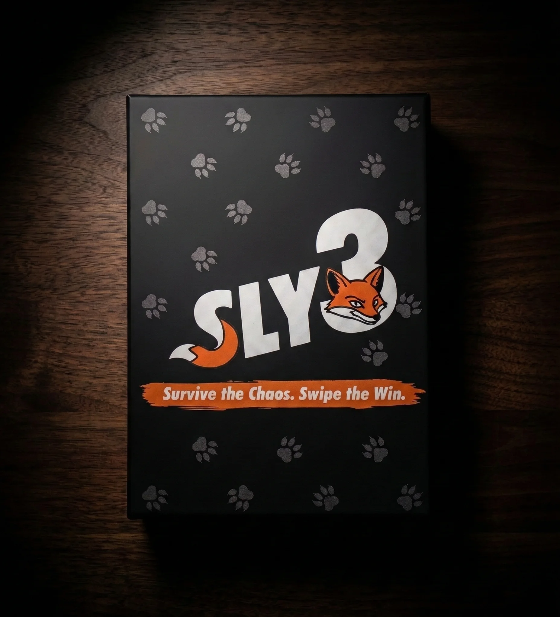 The Sly3 card game box and deck